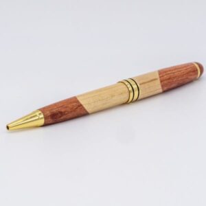 Stylo artisanal en bois tourné main motif bicolore - Stylos Chics du Limousin - Haute-Vienne