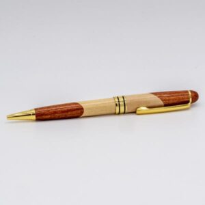 Stylo artisanal en bois tourné main motif bicolore - Stylos Chics du Limousin - Haute-Vienne