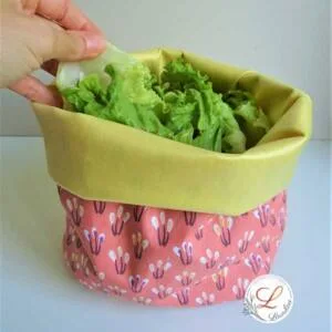 Sac à salades et légumes en tissu imperméable, Fait main, Ecoresponsable par Laurilou Création