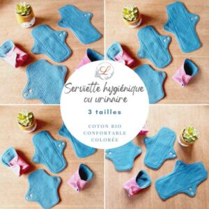 Serviette hygiénique ou urinaire lavable, 3 tailles, Fait main, Ecoresponsable par Laurilou création