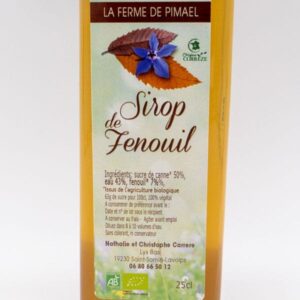 Sirop de fenouil issu de l'agriculture biologique produit par la Ferme de Pimael