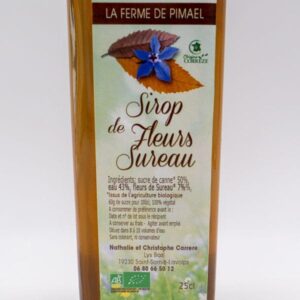 Sirop de fleur de sureau issu de l'agriculture biologique produit par la Ferme de Pimael