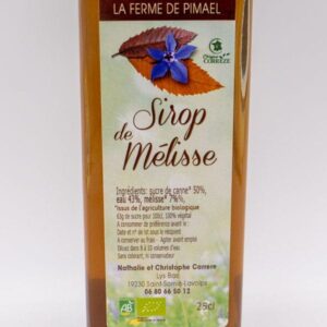 Sirop de mélisse issu de l'agriculture biologique produit par la Ferme de Pimael