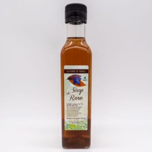 Sirop de rose issu de l'agriculture biologique produit par la Ferme de Pimael