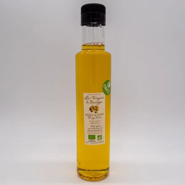 Huile de noix bio artisanal 25cl produite par Les Vergers de Bourèges en Corrèze à Meyssac