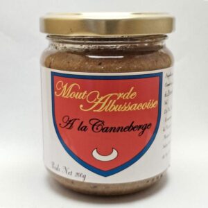 Moutarde à la Canneberge produite à partir de graines de moutarde bio et de miel de Beynat en Corrèze par Moutarde Albussacoise à Albussac en Corrèze