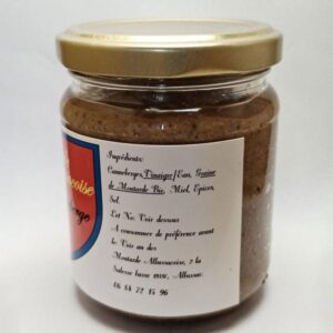Moutarde à la Canneberge produite à partir de graines de moutarde bio et de miel de Beynat en Corrèze par Moutarde Albussacoise à Albussac en Corrèze