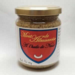 Moutarde à l'huile de noix produite à partir de graines de moutarde bio par Moutarde Albussacoise à Albussac en Corrèze