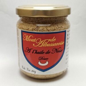 Moutarde à l'huile de noix douce produite à partir de graines de moutarde bio par Moutarde Albussacoise à Albussac en Corrèze