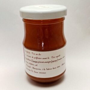 Sauce pimentée produite à partir de piment habanero par Moutarde Albussacoise à Albussac en Corrèze
