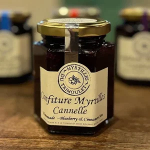 Pot confiture artisanale myrtille cannelle de Creuse sans conservateurs – Myrtilles du Trimoulet certifiée HVE