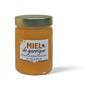 Pot de miel de garrigue artisanal 450g récolté en Drôme Provençale par Au Jardin de Magali
