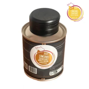 Verso boîte métal huile aux cèpes O'Cèpes 100 ml – Médaille officielle Saveur d'Or 2025 Concours Saveurs Nouvelle-Aquitaine